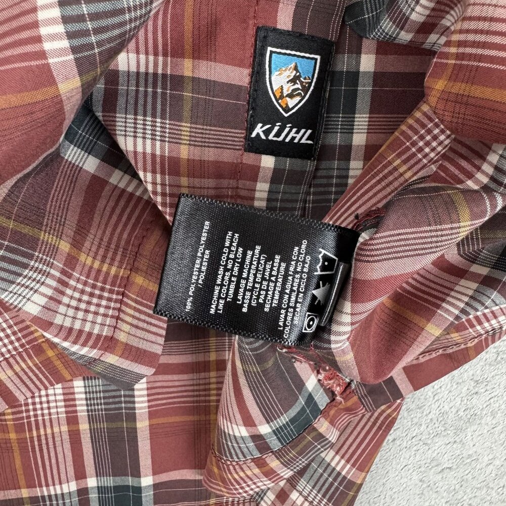 KUHL Mountain Grown Eluxur Mens Lightweight Red Plaid Short Sleeve Button Shirt - Picture 6 of 8